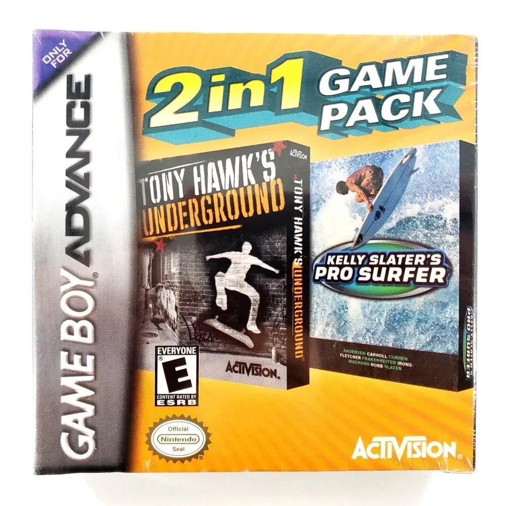 2 in 1 Game Pack: Tony Hawk's Underground/Kelly Slater's Pro Surfer GBA Sealed - Picture 1 of 7